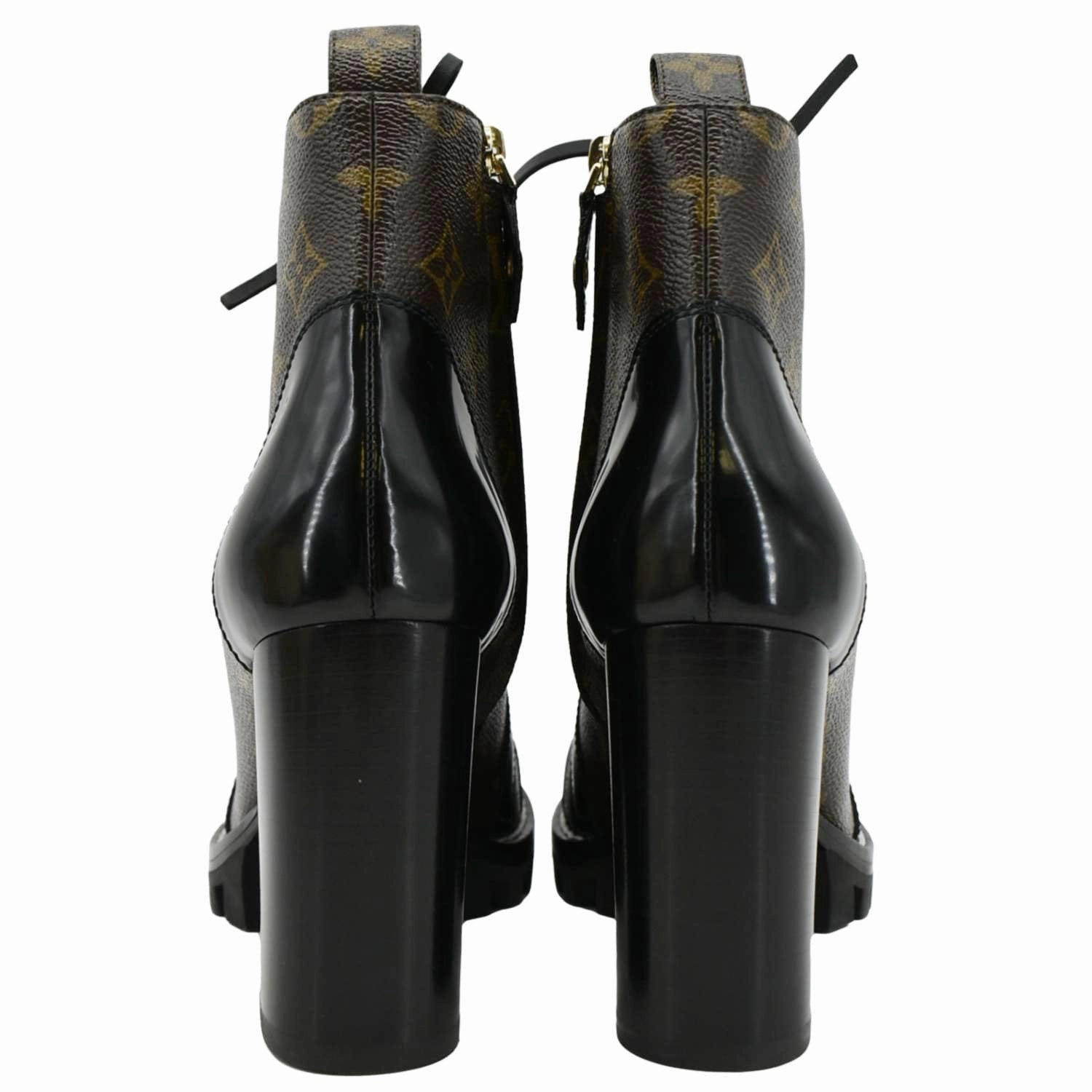 Discount Trail Shoes LOUIS VUITTON Star Trail Monogram Canvas Ankle Boot Black 38.5