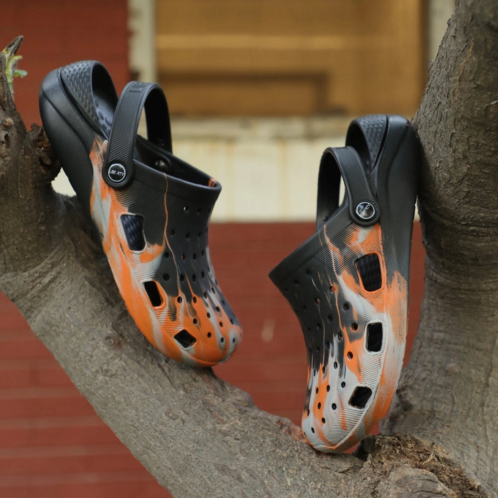 A-HA Orange Slingback Clogs For Men LPMXT-961E By Liberty Flat Strappy Sandals