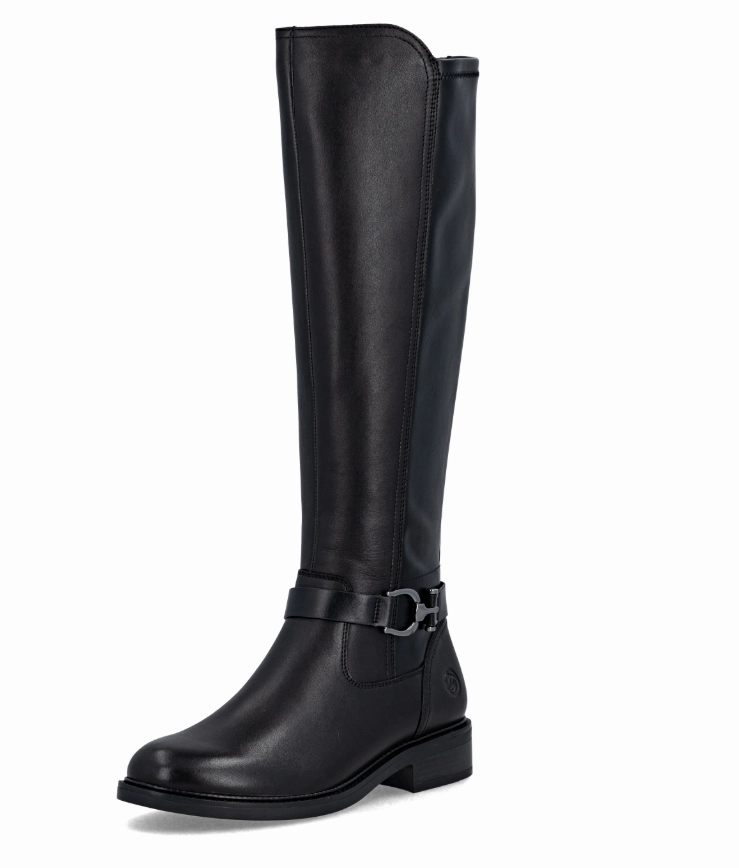 Sutton Black Leather Womens Knee High Boots Boots With Heels Knee High