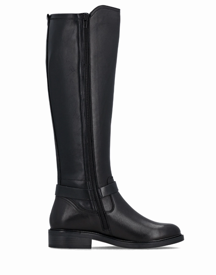 Sutton Black Leather Womens Knee High Boots Over The Knee Suede Boots High Heel