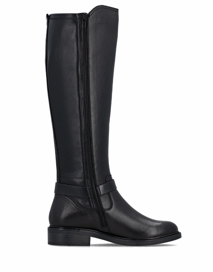 K Sutton Black Leather Womens Knee High Boots