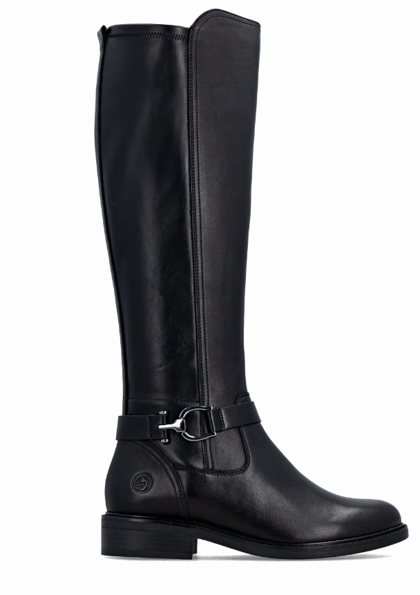 Sutton Black Leather Womens Knee High Boots Knee High Combat Boots Wide Calf