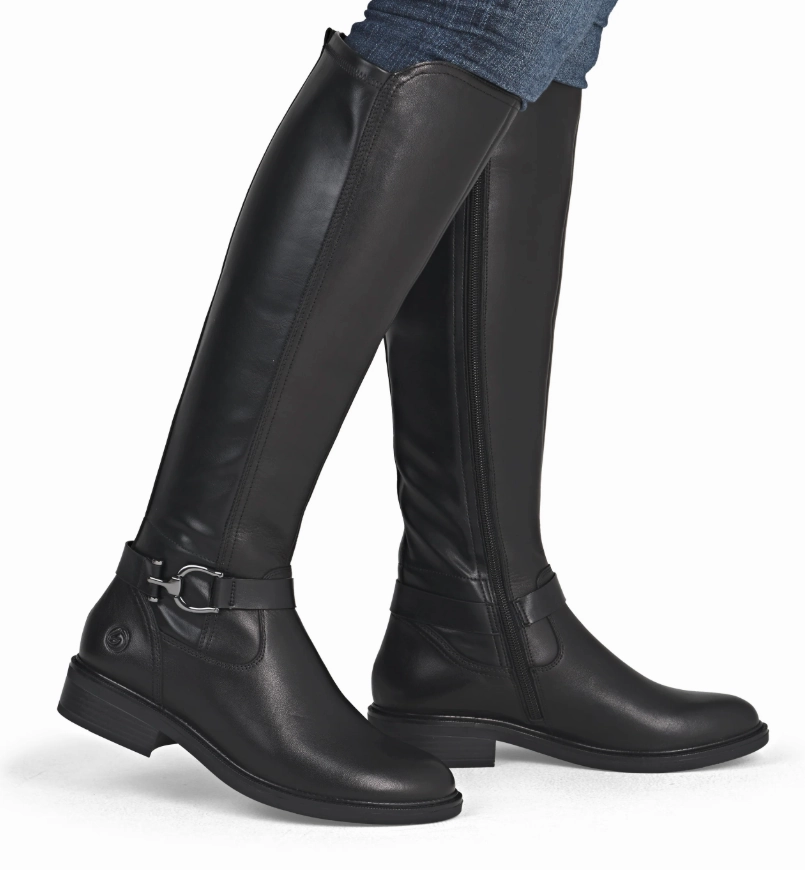 Sutton Black Leather Womens Knee High Boots High Heels Knee Boots