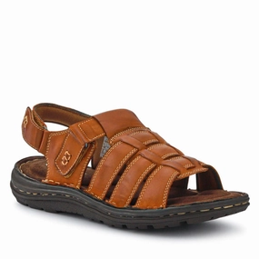 Leather Touch-Fasten Sandals - AATRA41003 / 326 947 - Tan Sandals Bahamas Locations