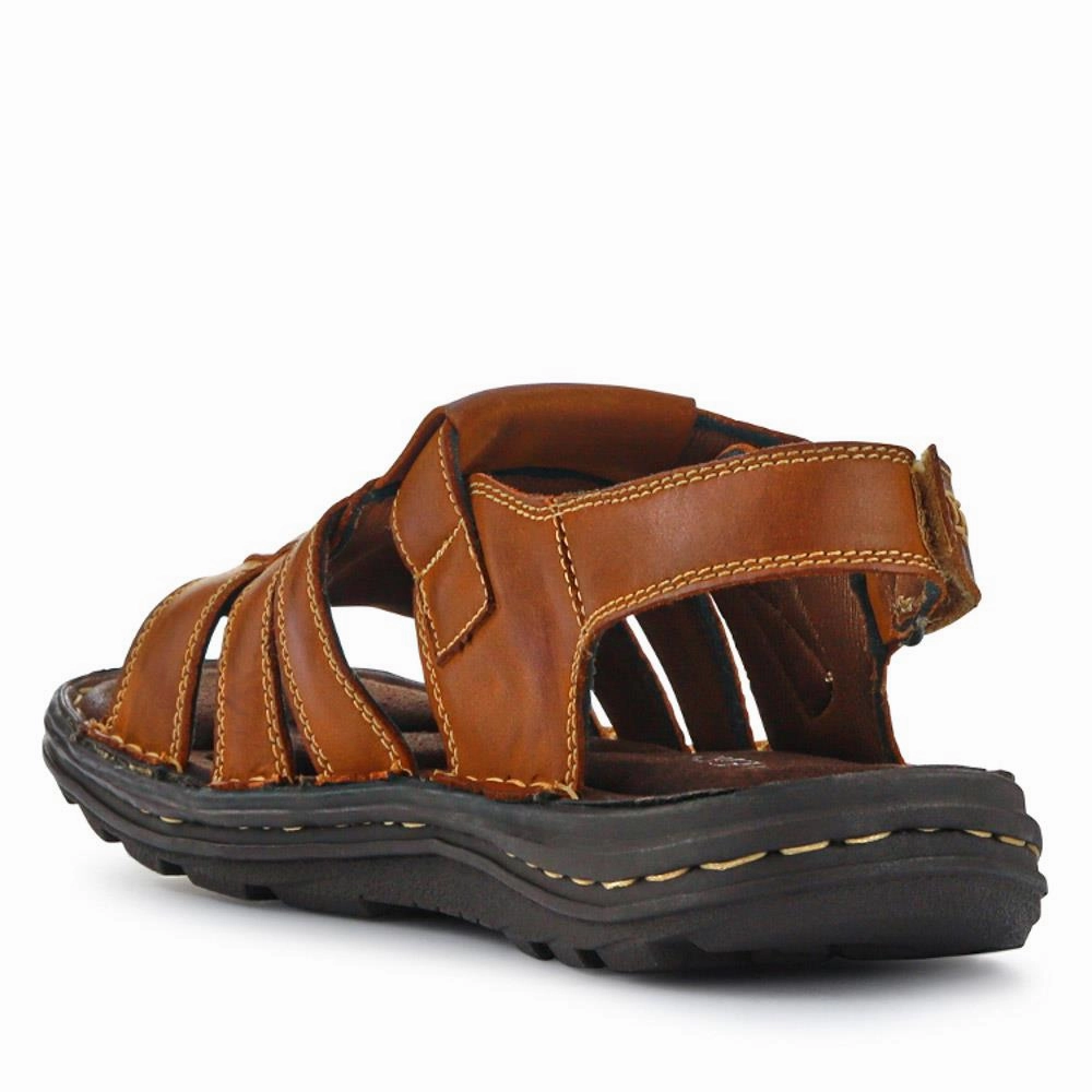 Leather Touch-Fasten Sandals - AATRA41003 / 326 947 - Tan Sandals Royal Caribbean Resort Private Island