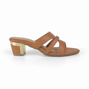 Qupid Sandals Tresmode Slick Tan Women's Dress Block Heel Sandals