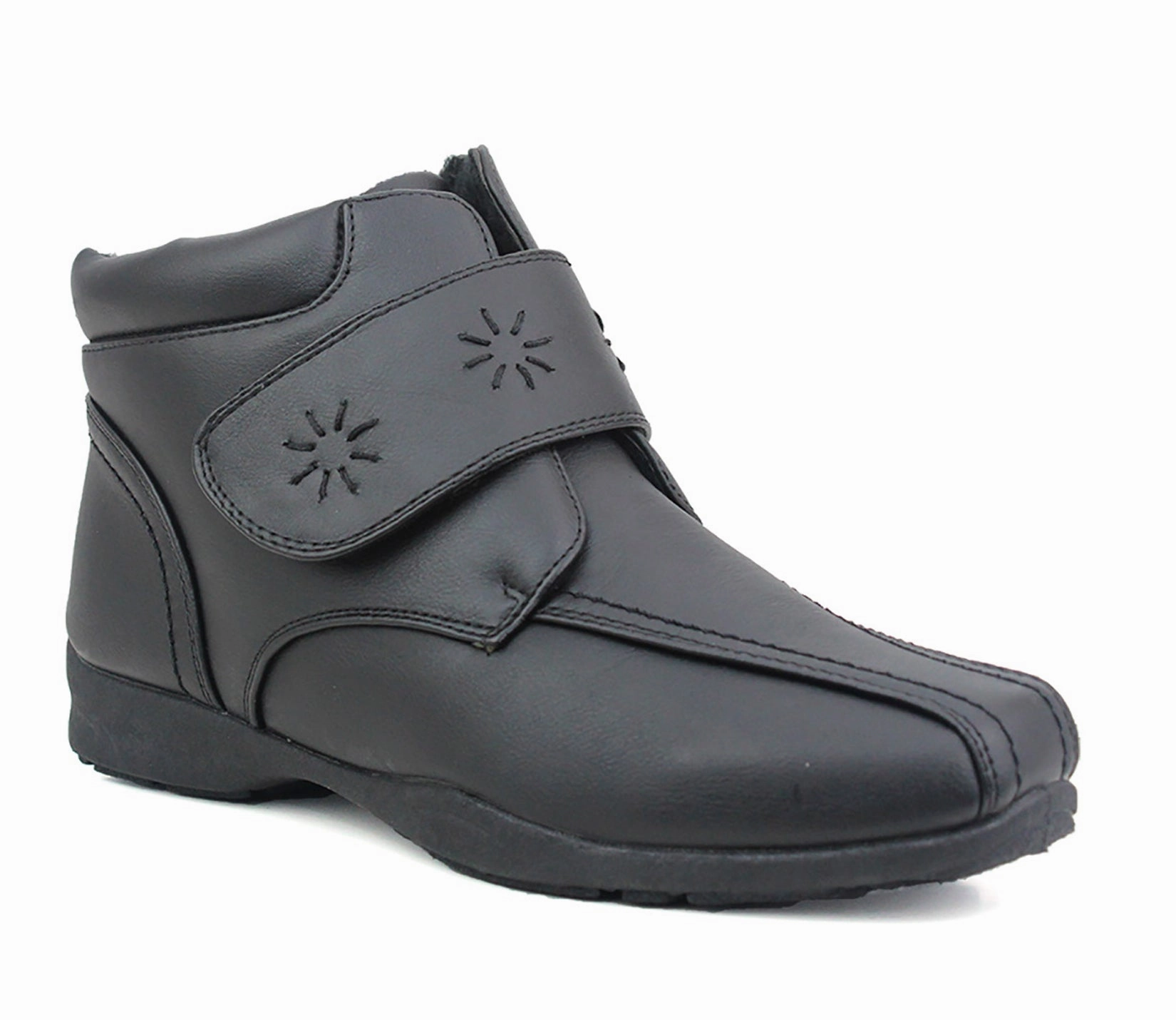 Leather Stretch Ankle Boots A3044 Womens Faux Leather Ankle Boots in Black