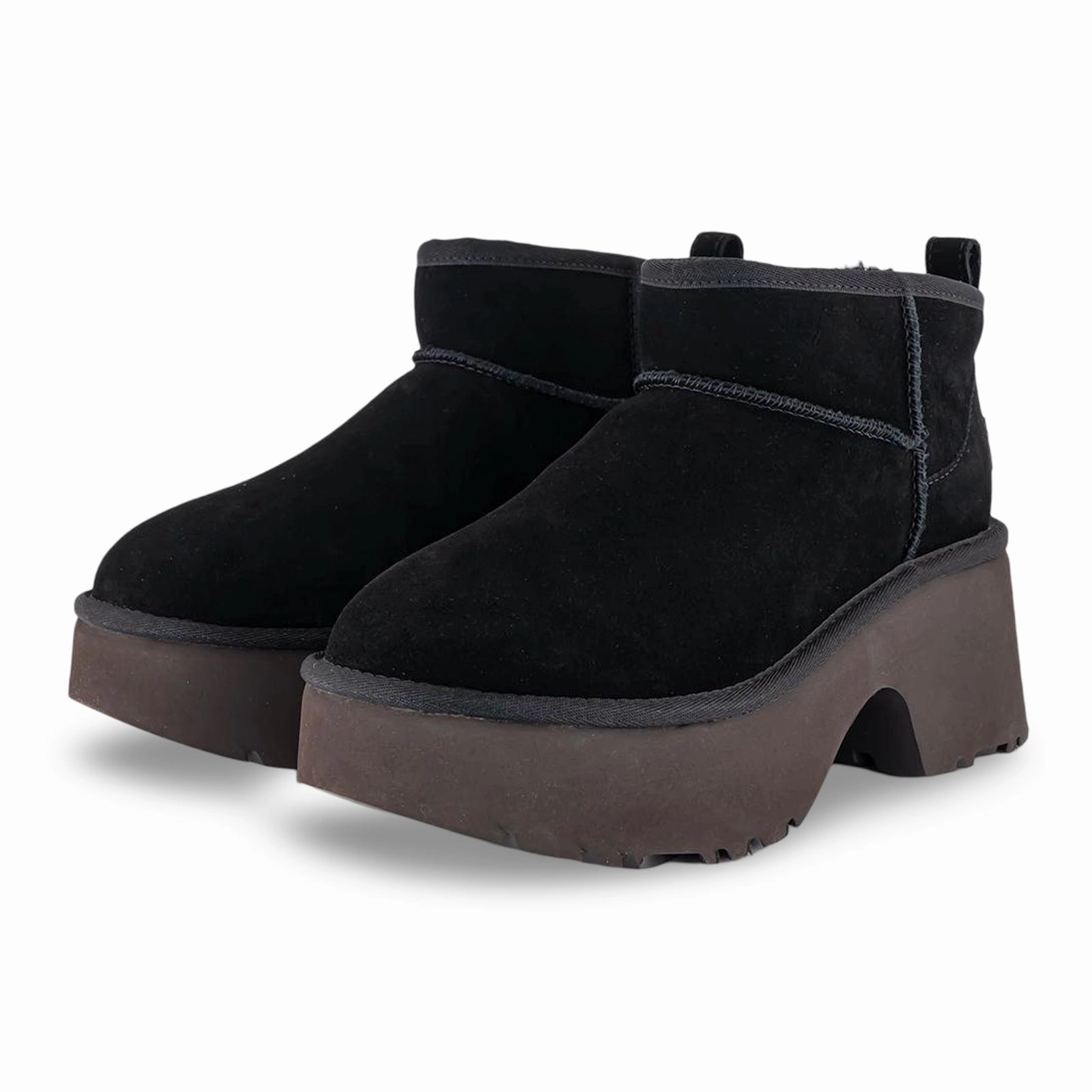 Cow Boots Ugg Classic Ultra Mini New Heights Suede Women's Ankle Black Boots
