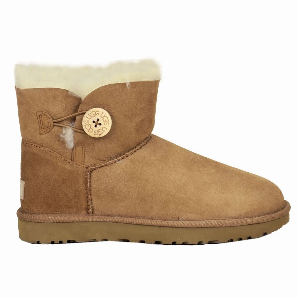 Ugg Mini Bailey Button II Suede Sheepskin Women's Winter Boots Winter Rain Boots