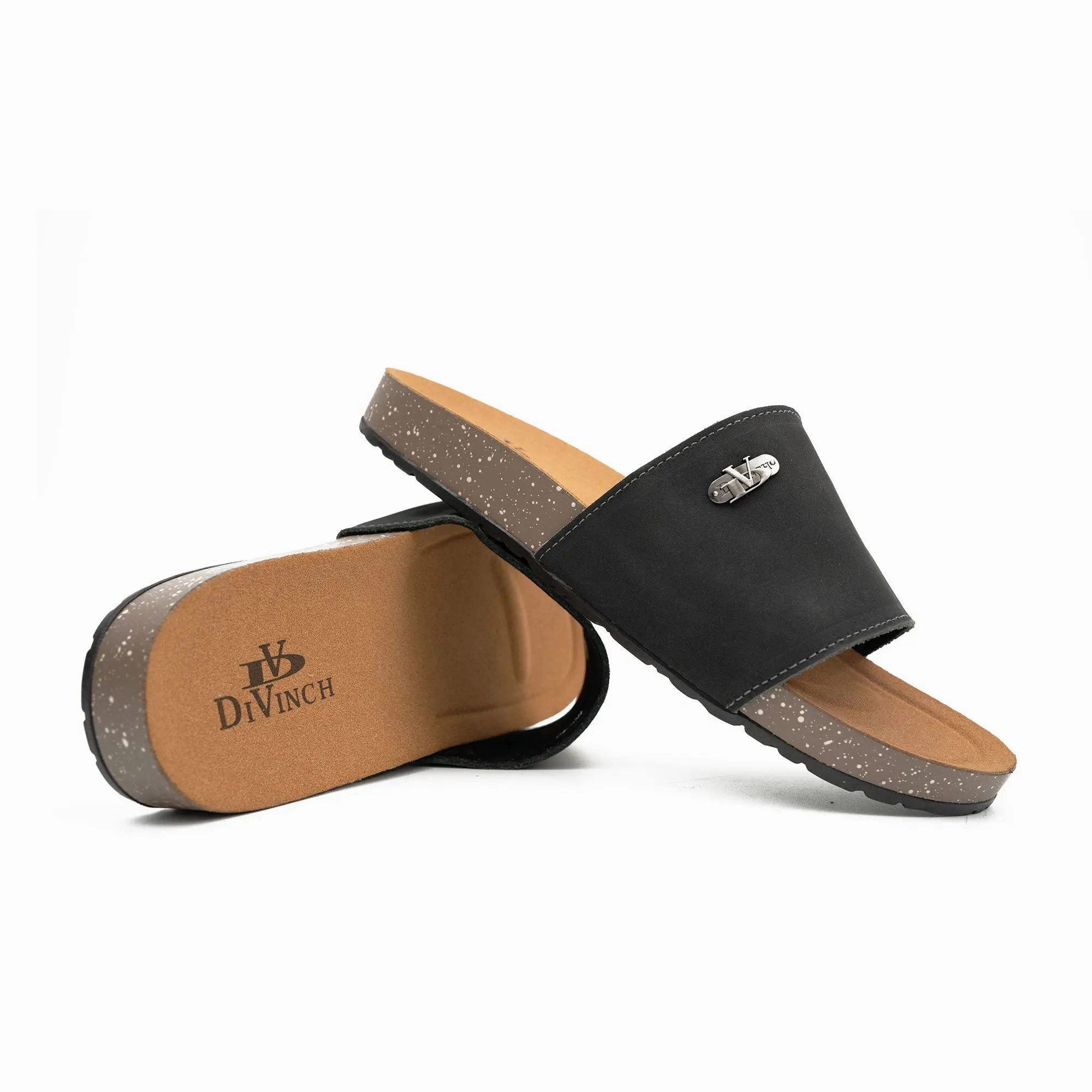 Define Sandals Black Single - Strap Slide Sandals
