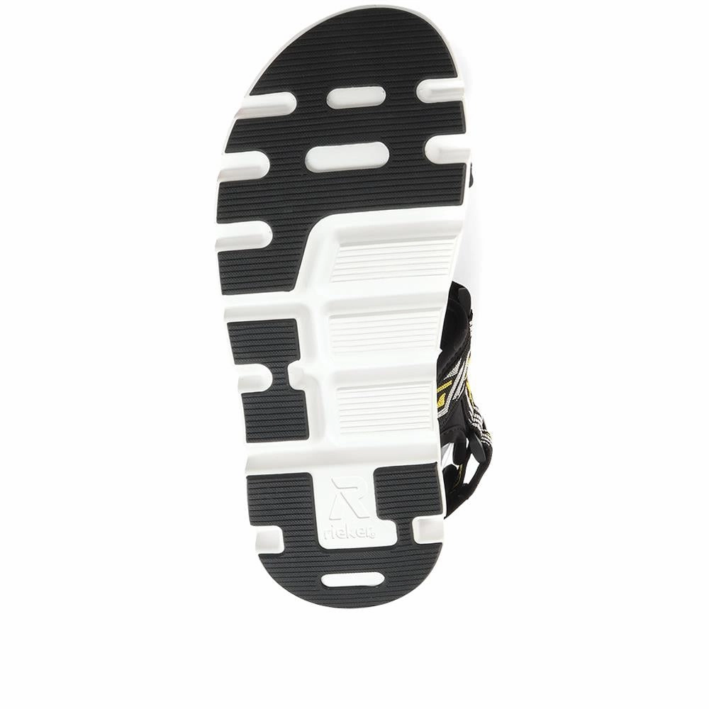 Adjustable Wide-Fit Sandals - RKR35530 / 321 437 - Black-Yellow Sandals Good For Arch Support