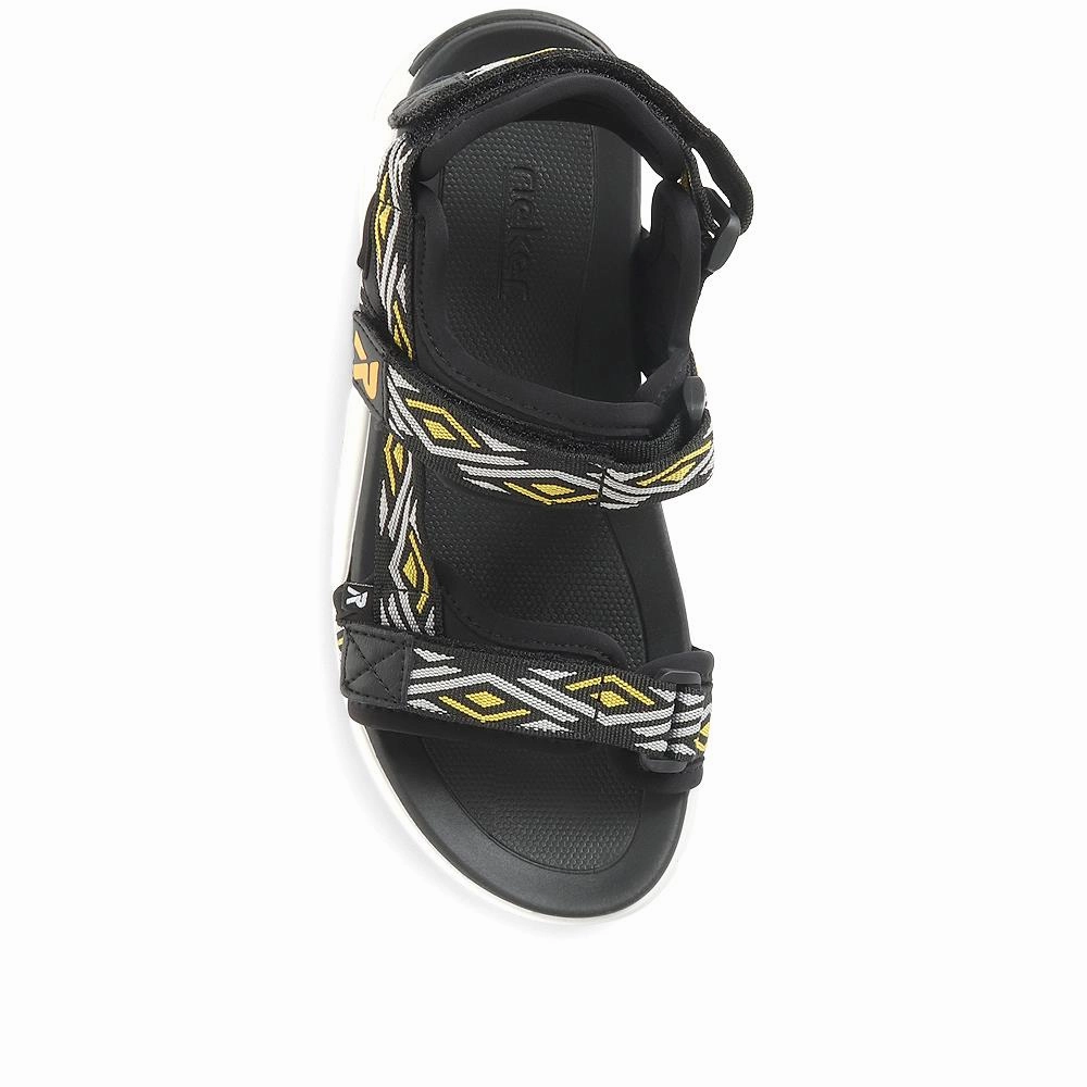 Malibu Sandals Adjustable Wide-Fit Sandals - RKR35530 / 321 437 - Black-Yellow