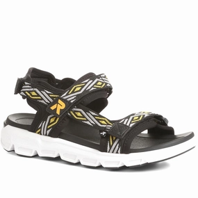Adjustable Wide-Fit Sandals - RKR35530 / 321 437 - Black-Yellow Comfortable Wedding Sandals
