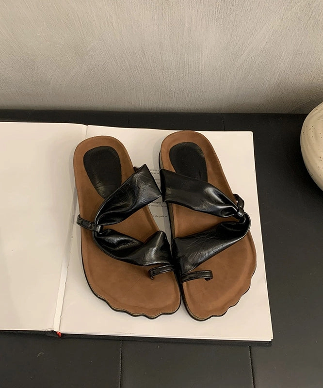 Unique Splicing Platform Flip Flops Silver Faux Leather QK042 Slides Vs Flip Flops Beach