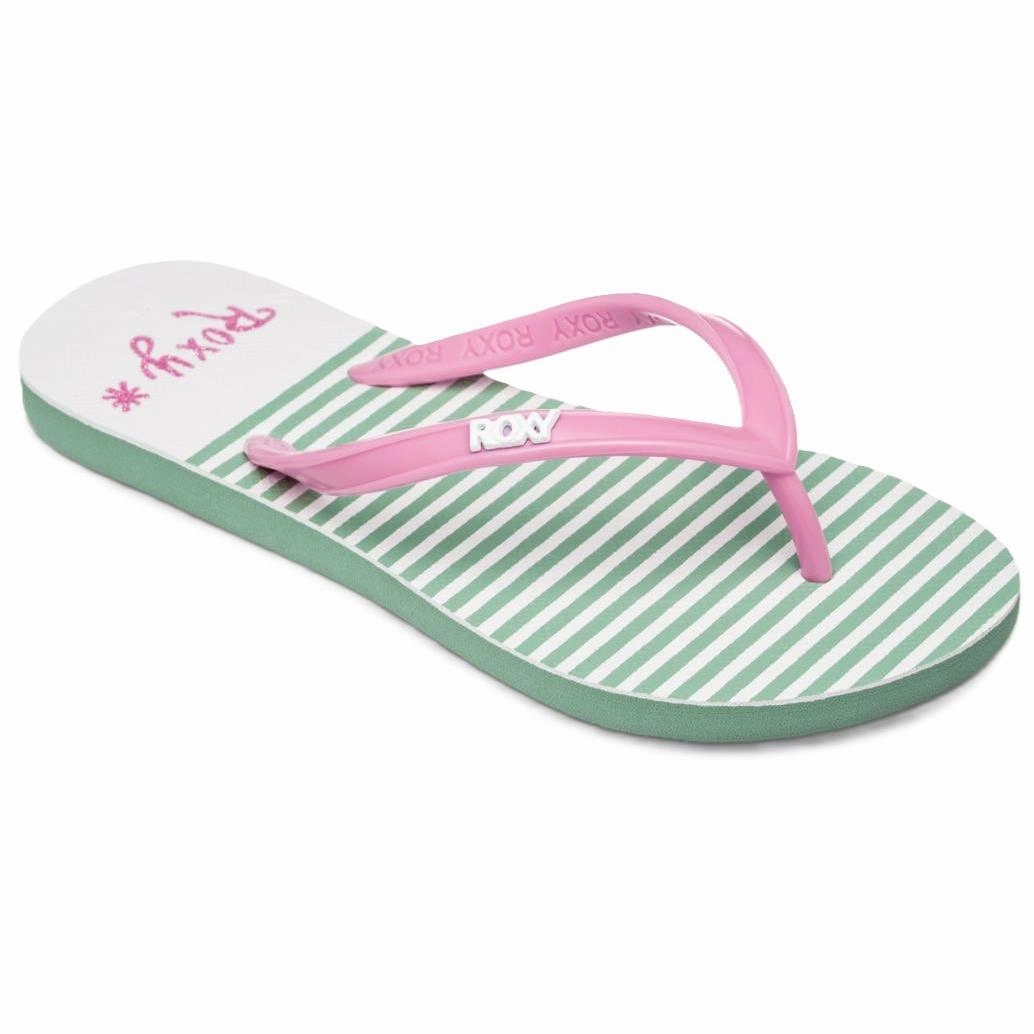 Turquoise Wedge Flip Flops Roxy Kids Viva Stamp II Flip Flops