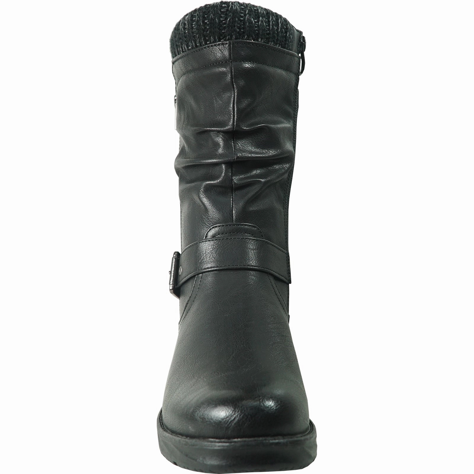 VANGELO Waterproof Women Boot HF0601 Ankle Winter Fur Casual Boot Black Patent Block Heel Ankle Boots