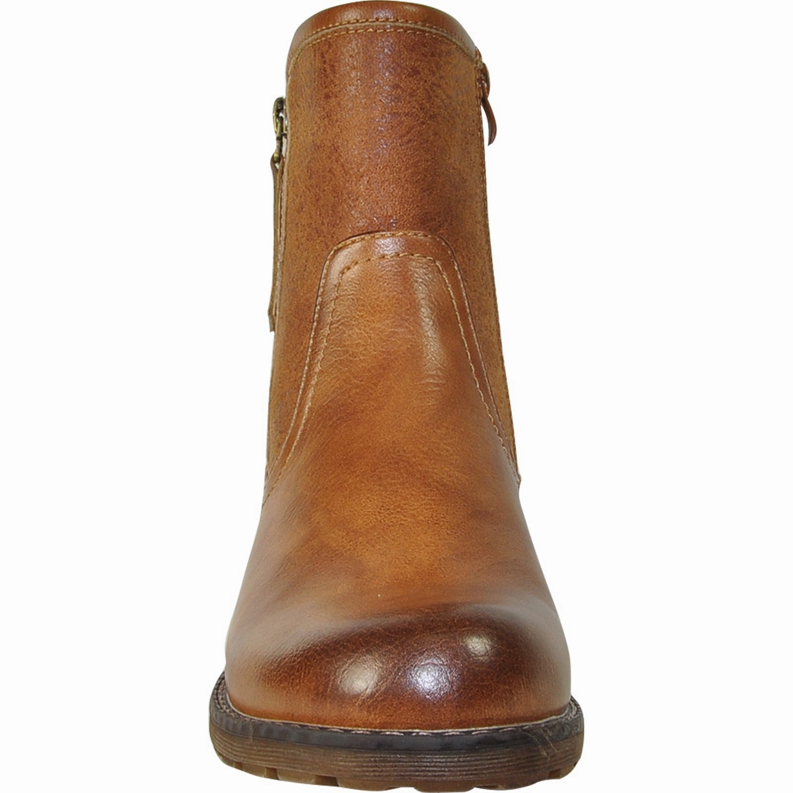 Flat Patent Ankle Boots VANGELO Women Water Proof Boot HF9538 Ankle Winter Fur Casual Boot Cognac Brown