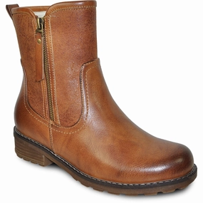 VANGELO Women Water Proof Boot HF9538 Ankle Winter Fur Casual Boot Cognac Brown Western Style Suede Ankle Boots