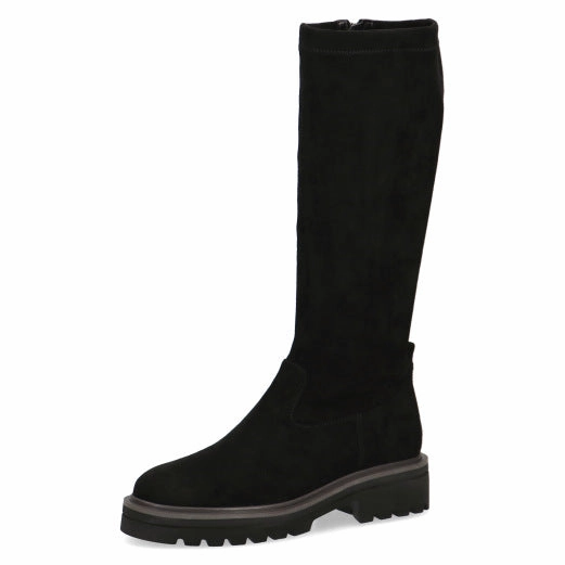 Lock Knee High Boots Caprice 25607-29 44 Ladies Black Textile Side Zip Knee High Boots