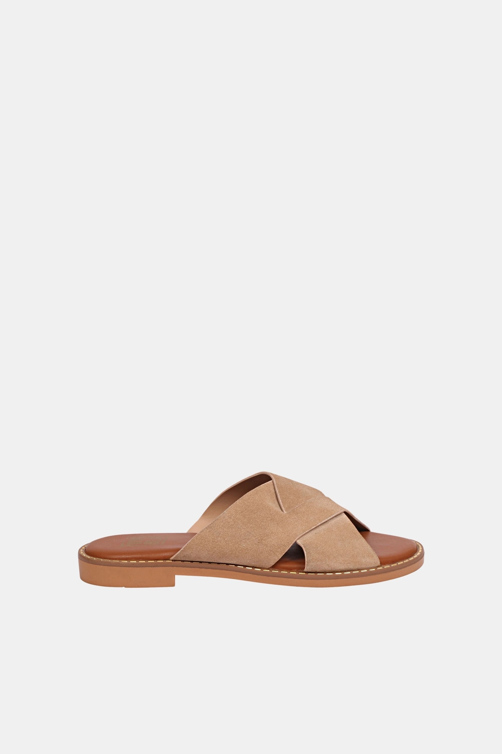 Comfiest Sandals For Walking Vivi Blu - Blossom Crossband Sandals - Beige Suede