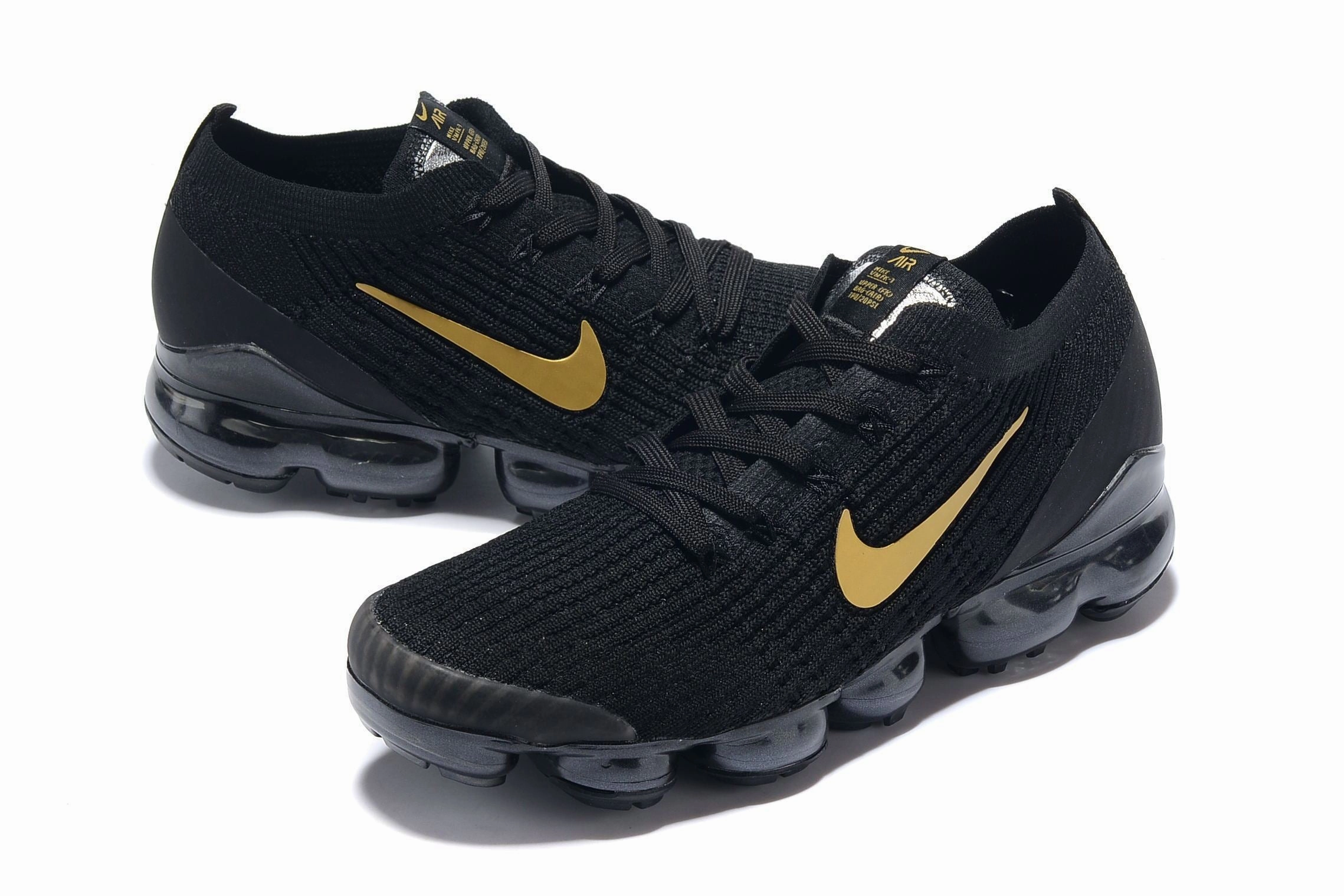 University Of Oregon Nike Shoes Nike Air Vapormax Flyknit 3 Black Gold White Shoes Sneakers Men Sale Size US 7, 8, 8.5, 9, 10, 11
