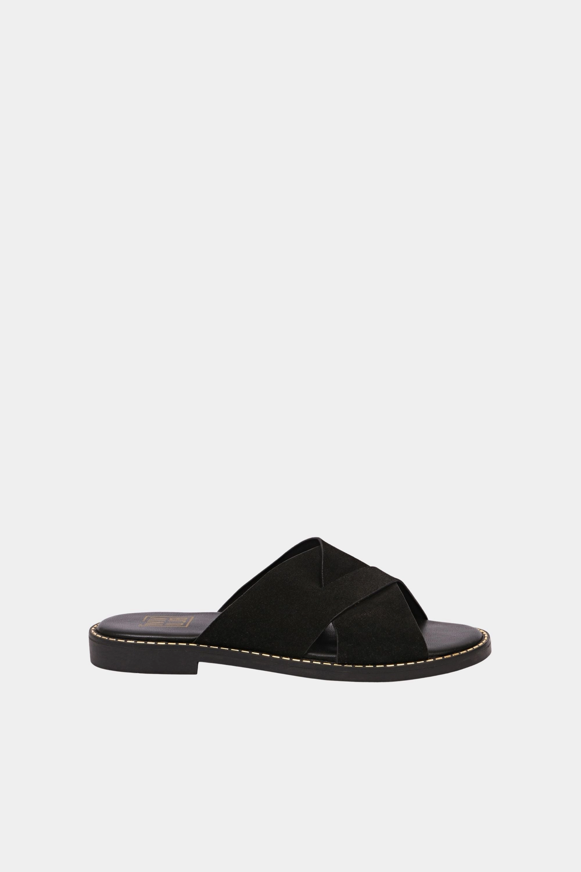 Sandals Inn Daytona Beach Vivi Blu - Blossom Crossband Sandals - Black Suede