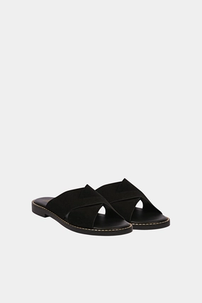 Vivi Blu - Blossom Crossband Sandals - Black Suede Adventure Sandals