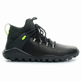 New Balance Waterproof Hiking Boots Vivobarefoot Magna Forest ESC Leather Textile Men's Lace Up Obsidian Lime Boots