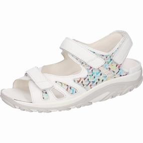 Sandals All Inclusive Waldlaufer 448001 233 150 Hanni Ladies White Multi Leather Arch Support Touch Fastening Sandals