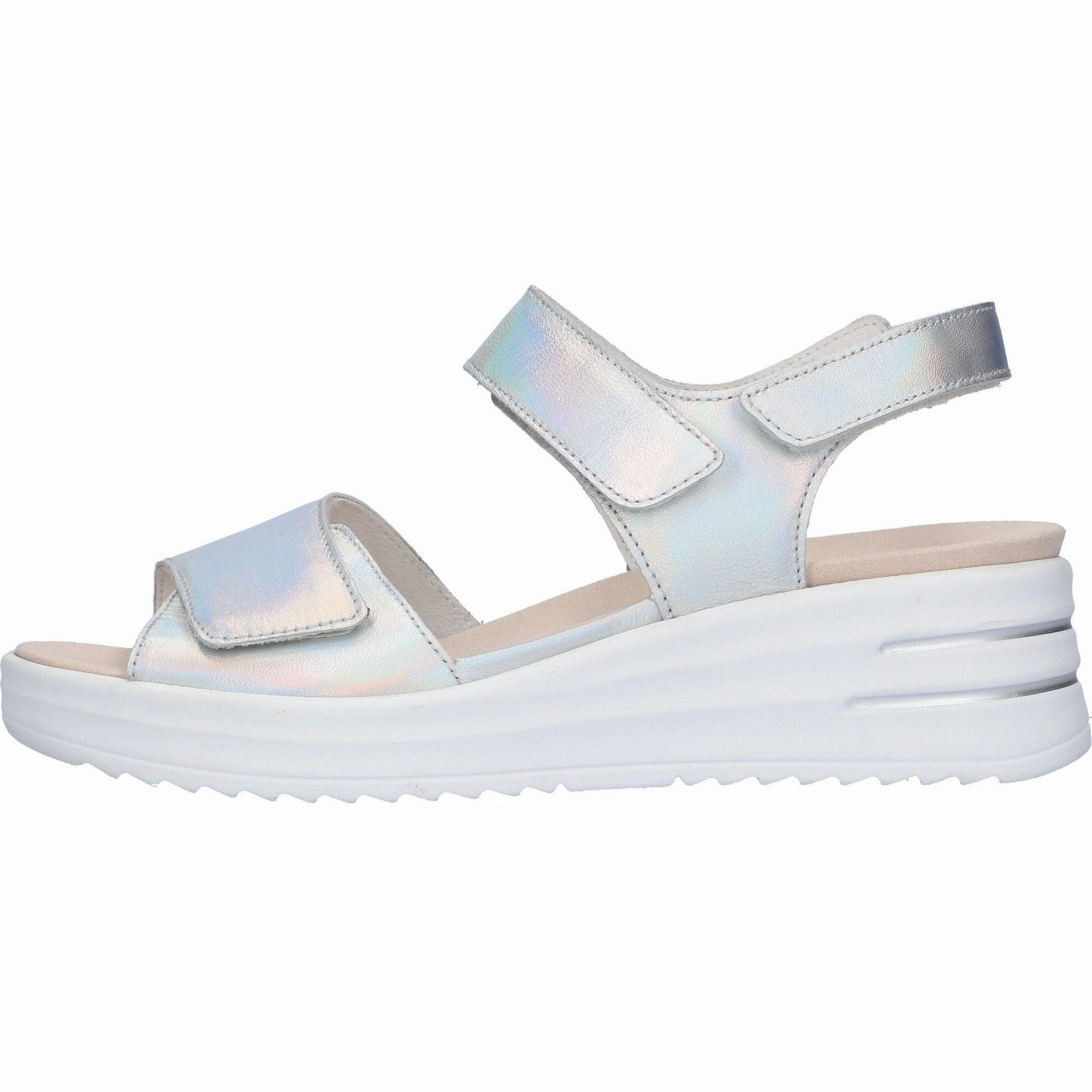 Waldlaufer 795003 166 211 H-Dina Ladies Silver Leather Arch Support Touch Fastening Sandals Sandals In Jcpenney