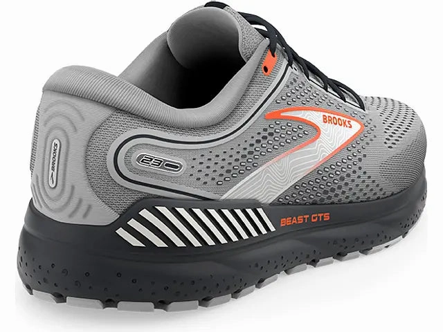 Comfortable And Stylish Walking Shoes Brooks Mens Beast GTS 23- Grey/Scarlet/Ebony (1104011D030)