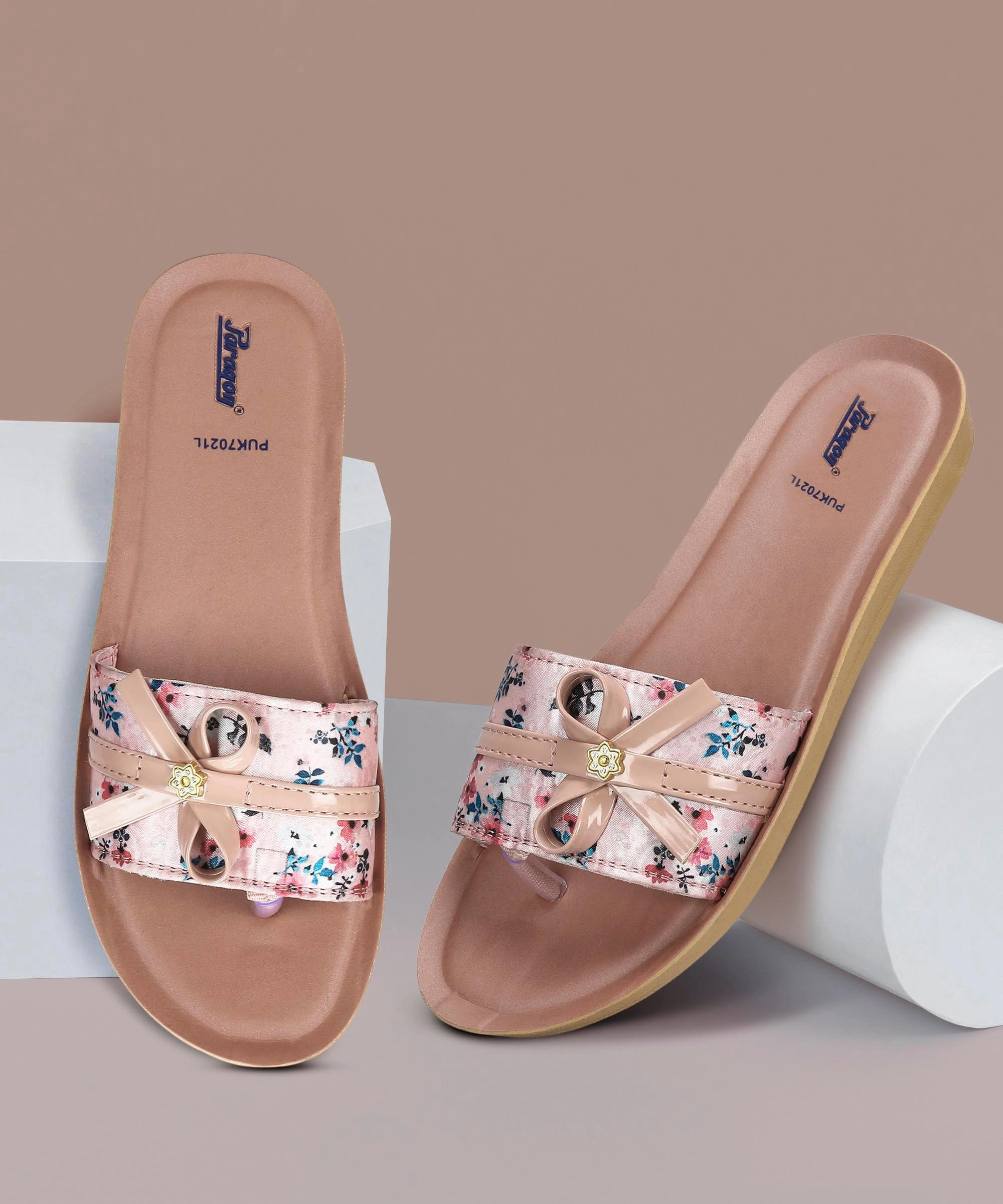 People Wearing Flip Flops Paragon PUK7021L Women's Peach Sliders with Cushioned Sole for Everyday Use