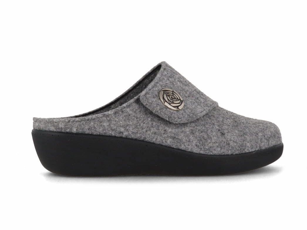 Berkemann BERKOFLEX Women Velcro Clogs 'Teresa', light gray Slides And Clogs
