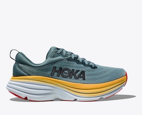 Hoka Mens Bondi 8 - Goblin Blue/Mountain Spring (1123202-GBMS) Top Shoes For Walking