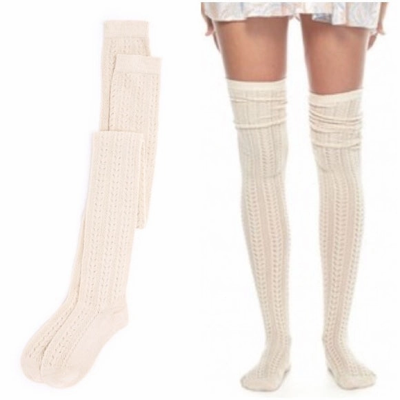 Beige Over The Knee Socks "Hammock" Super Soft Long Stretchy Thigh High Boot Socks Knee High Boots Cute