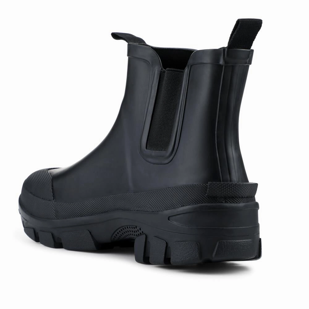 Wide Fit Rubber Ankle Boots  - RAI42002 / 328 518 - Black Slip On Rain