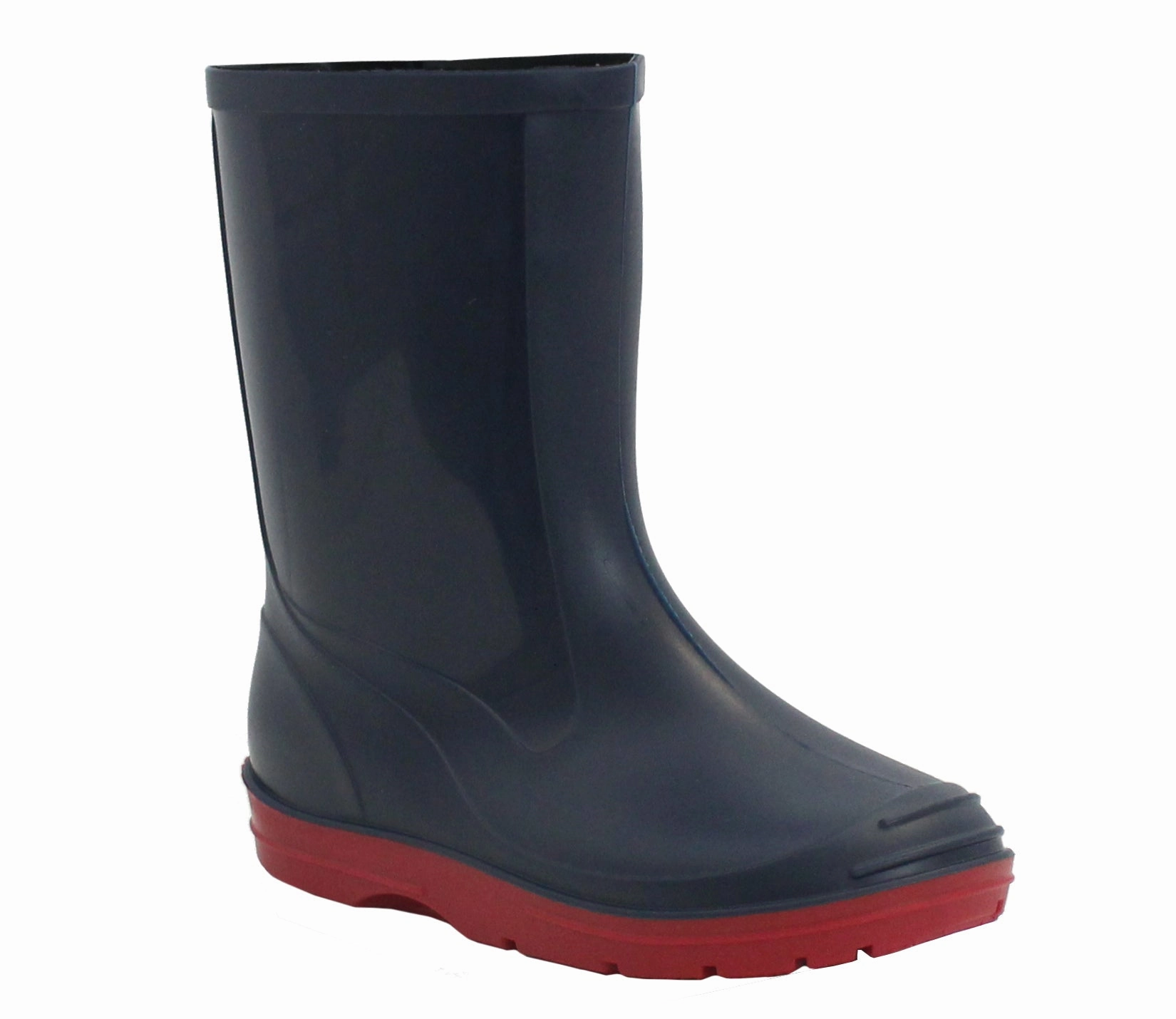 B113571 Boys Kids Mid Calf PVC Wellingtons in Navy & Red Waterproof.walking Shoes