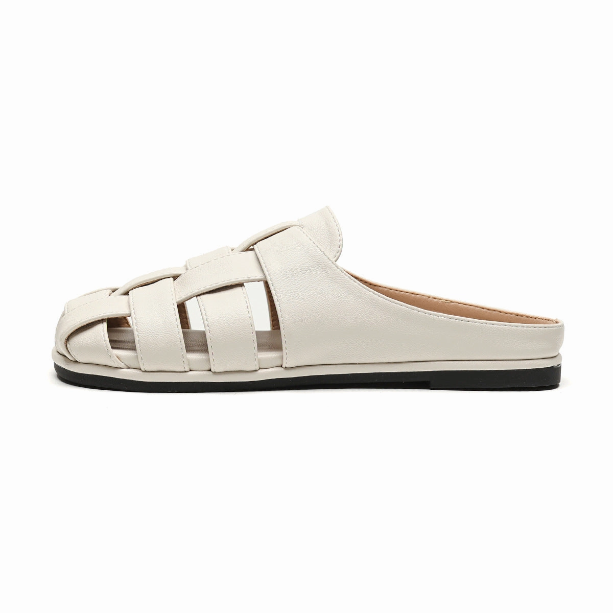 Women Handmade Plaited Soft Leather Casual Sandals Closed Toe Wedge Sandals