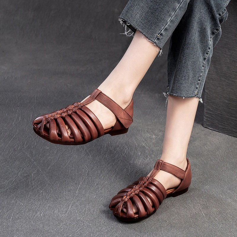 Naked Feet Sandals Women Retro Handmade Leather Flat Summer Sandals