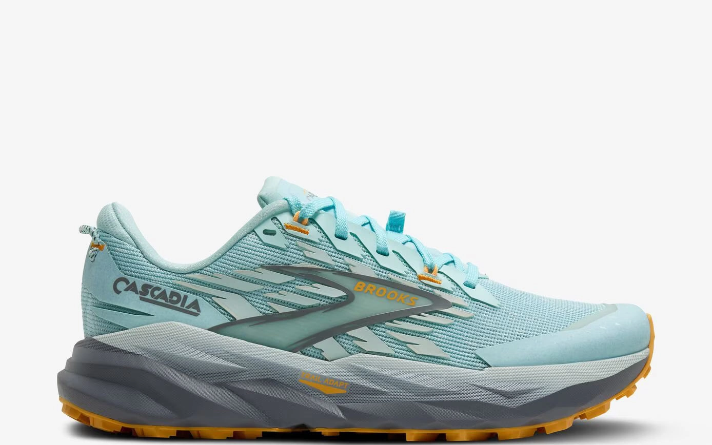 Women's - Brooks Cascadia 19 - Clearwater/Primer Grey/Apricot Tracefinder Trail Running Shoes Waterproof