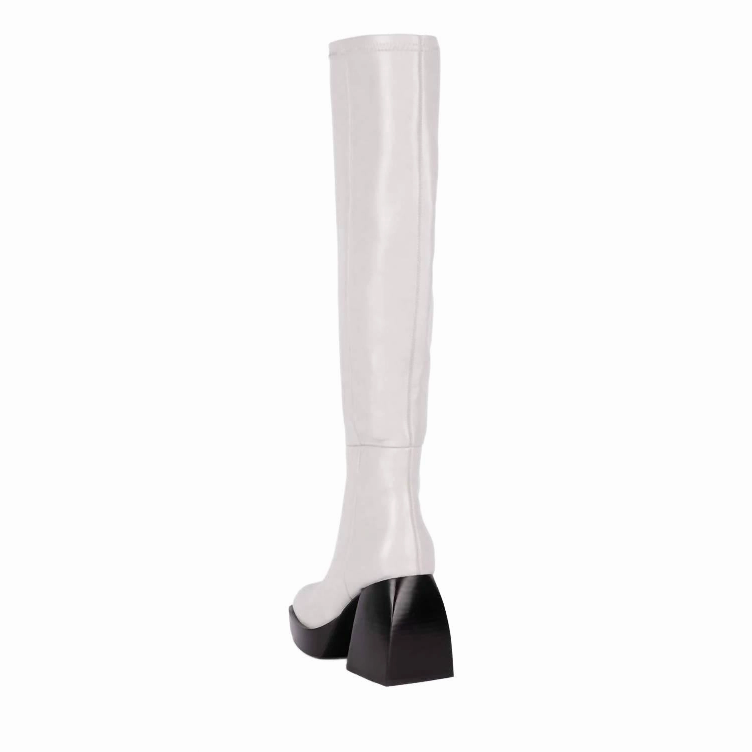 Rida Knee High Stretch Boots Women's Dauphin Knee High Boot In Light Grey