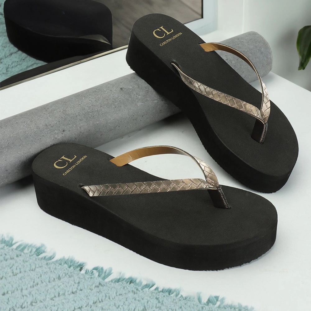 Syracuse Flip Flops Women's Metallic Strap Platform Flip Flops