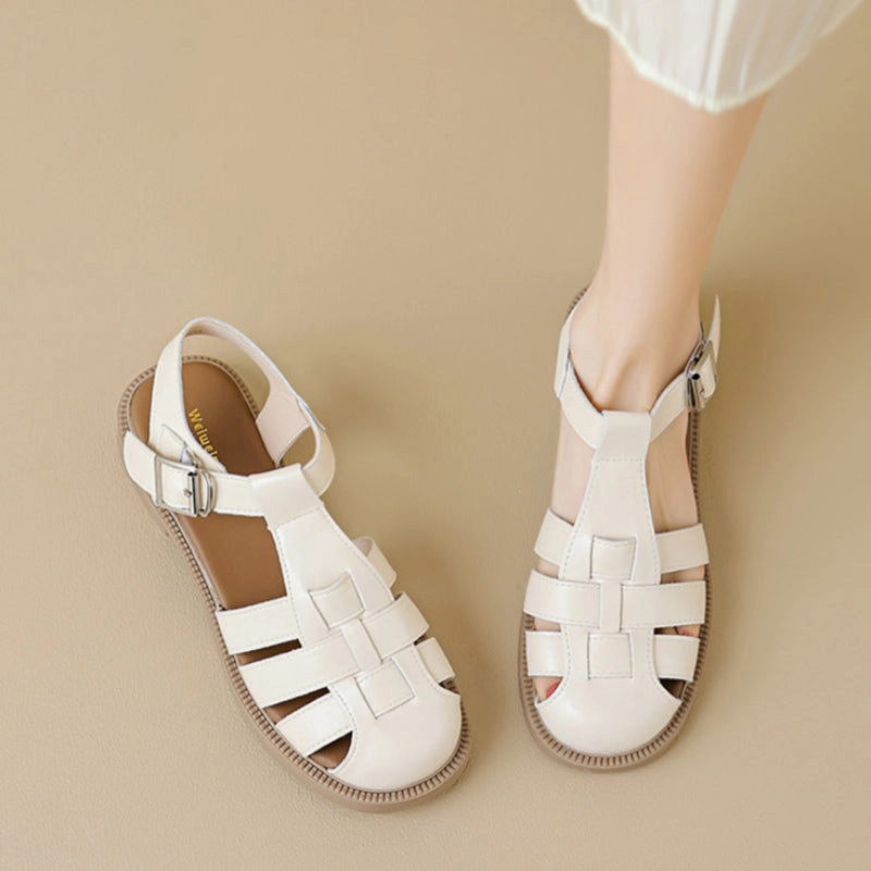 Sport Sandals Women's Retro Plaited Leather Closed Toe Casual Sandals