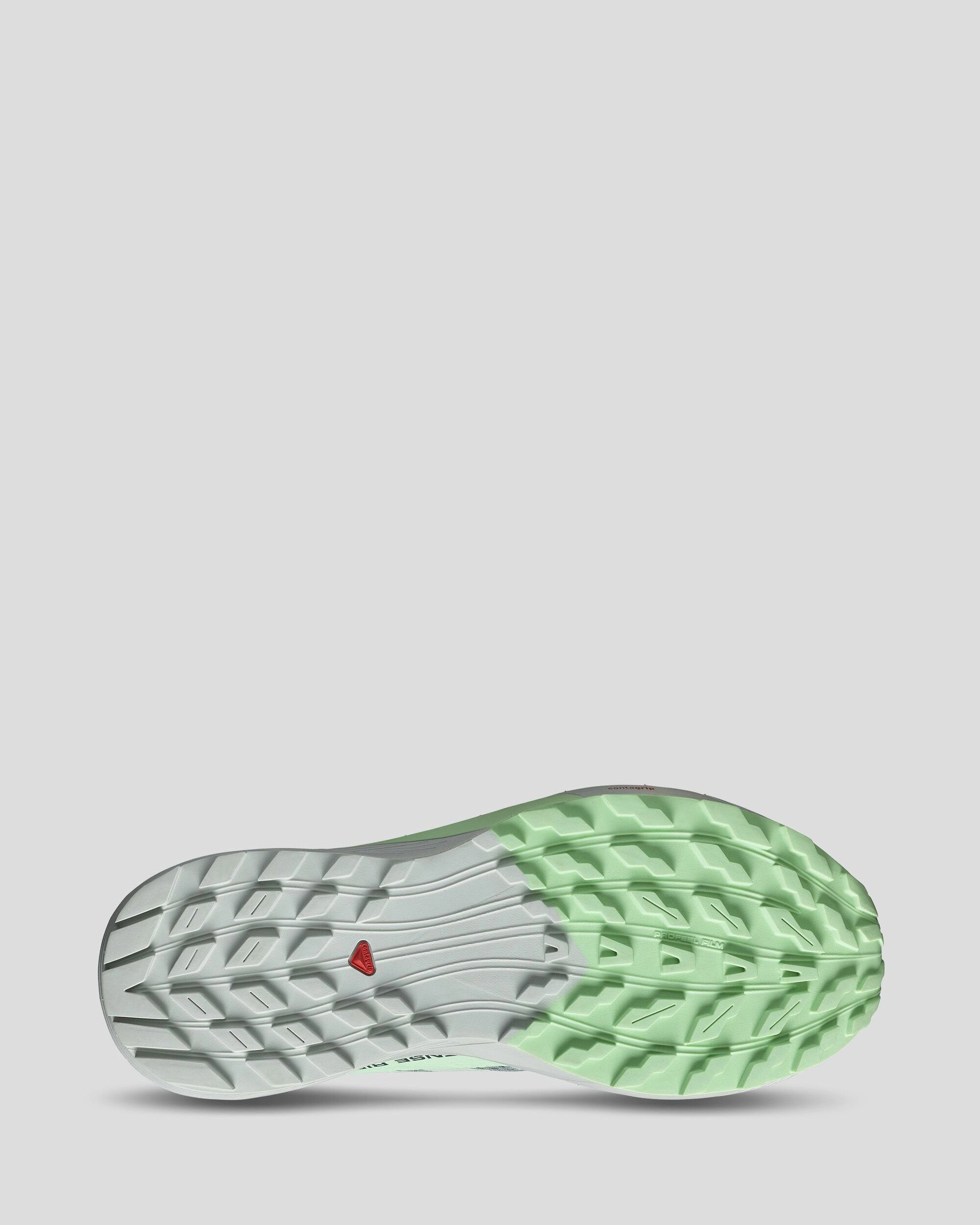 Atom Trail Shoes Women's Salomon Sense Ride 5 Trail Running Shoes - Lily Pad/Metal/Green Ash