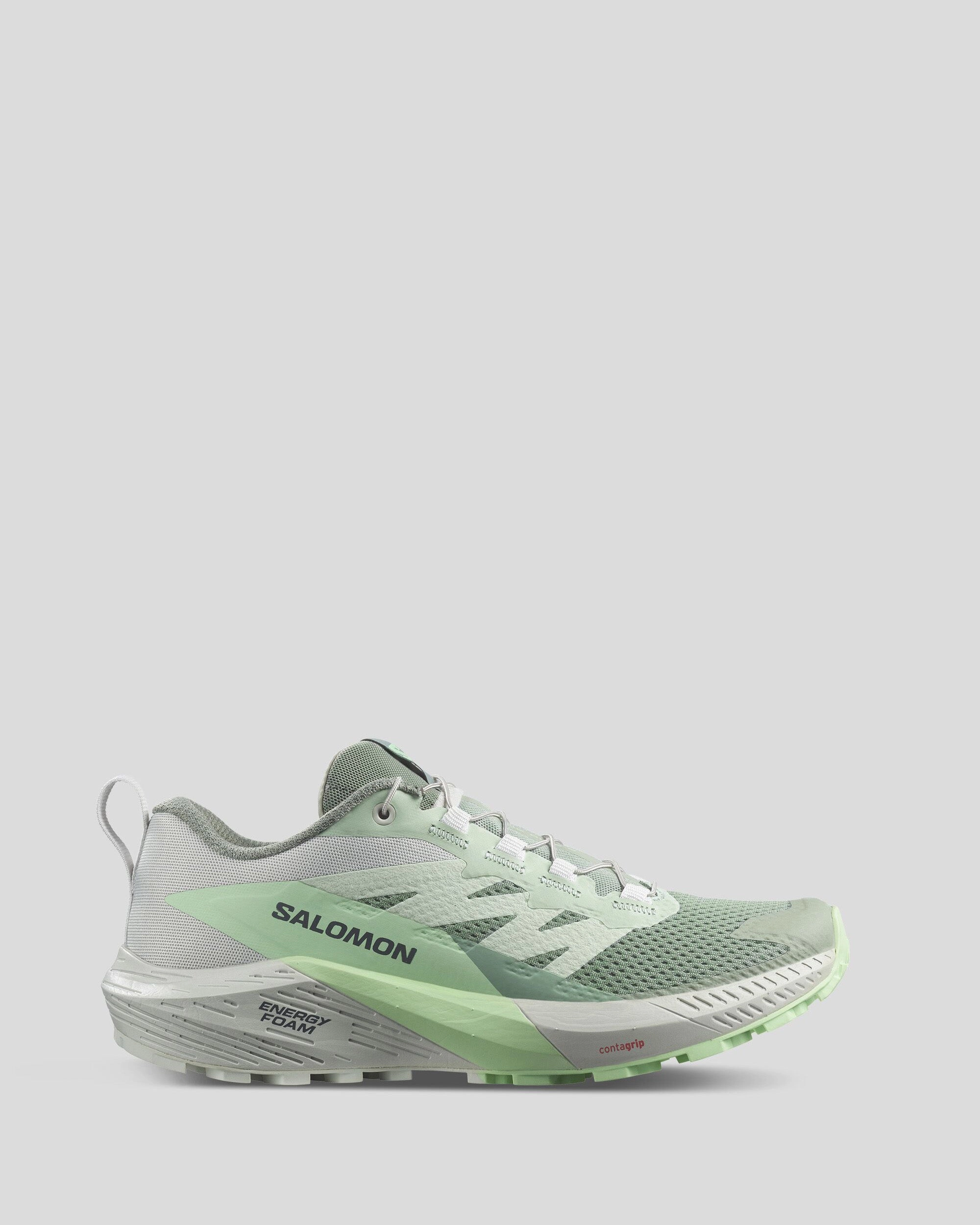 Women's Salomon Sense Ride 5 Trail Running Shoes - Lily Pad/Metal/Green Ash Trail Gaiter For Shoes