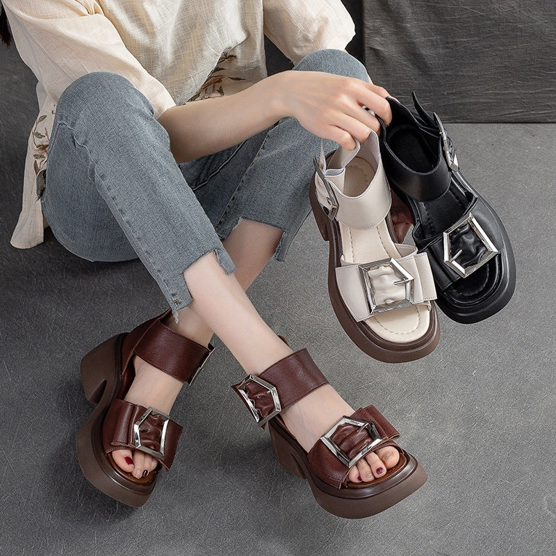 Women Summer Leather Elegant Chunky Heel Sandals Sandals Resorts Jamaica