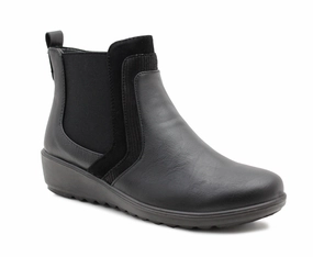 Womens Ankle Boots Zip Up Low Wedge Heel Flat Formal Office Smart Casual Boots Toetos Ankle Boots