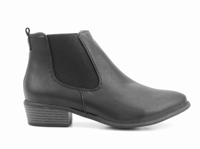 Open Toe And Heel Ankle Boots Womens Ladies Black Faux Leather Slip On Twin Elastic Gusset Chelsea Ankle Boots