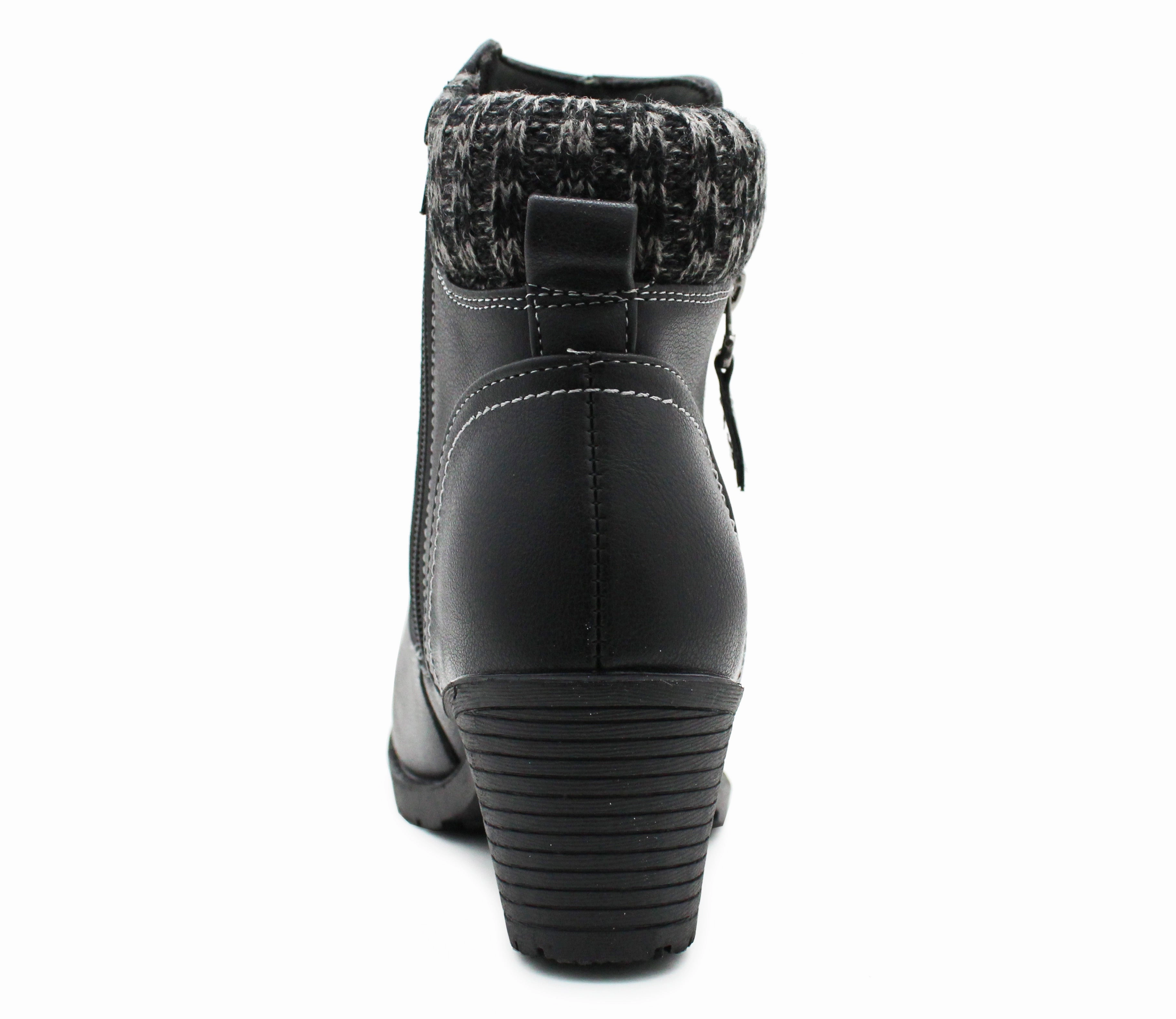 Womens Mid Heel Black Ankle Boots Ladies Zip Up Casual Fashion Block Heel Booties Ankle Deck Boots