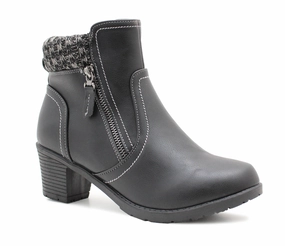 Gigi Ankle Boots Womens Mid Heel Black Ankle Boots Ladies Zip Up Casual Fashion Block Heel Booties